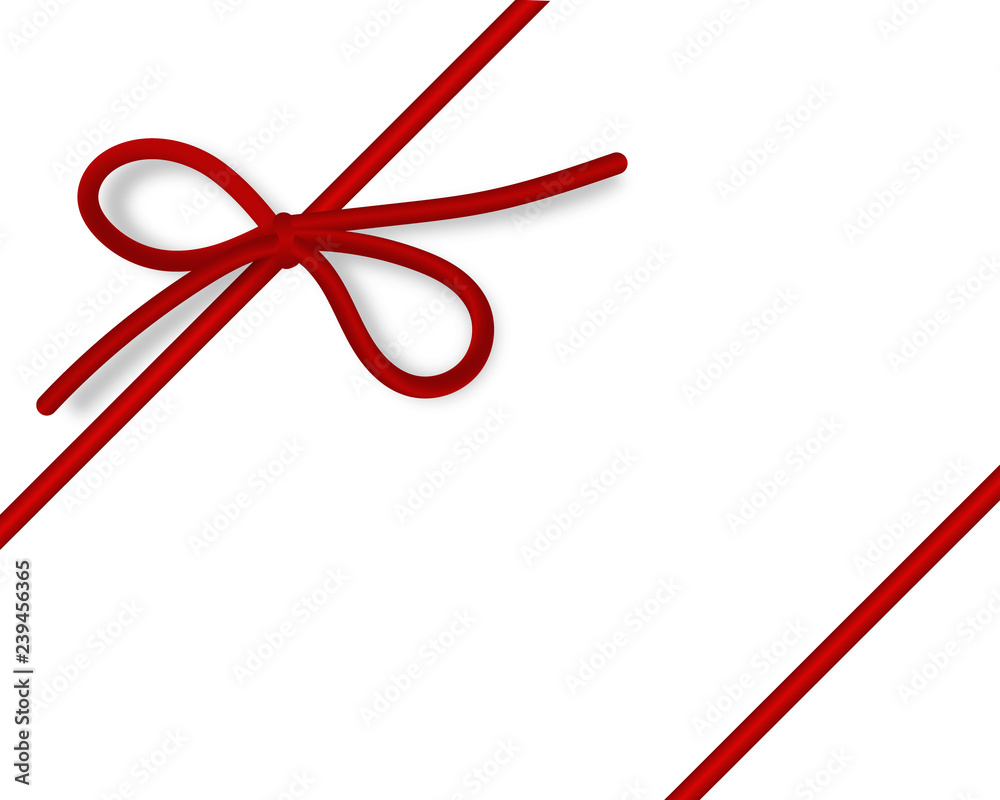 Shiny red satin ribbon on white background. Vector red bow and ribbon. Shiny red satin ribbon on white background. Vector red bow and ribbon.