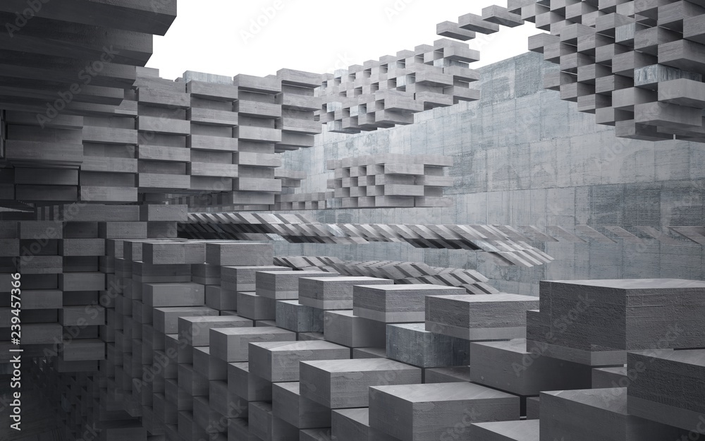Abstract interior of glass and concrete. Architectural background. 3D illustration and rendering Abstract interior of glass and concrete. Architectural background. 3D illustration and rendering