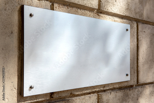 Mock up of a plate metal sign photo