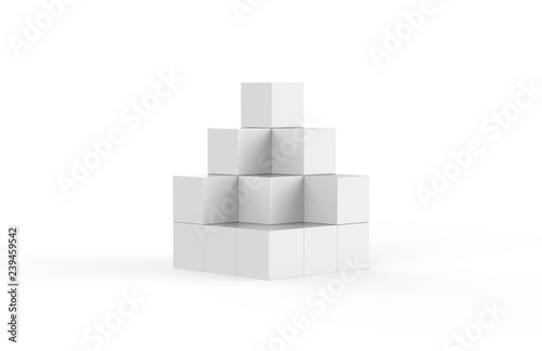 Blank white multi box display on isolated white background  3d illustration