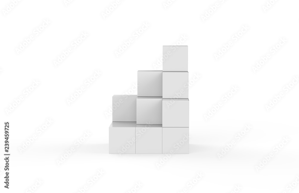 Blank white multi box display on isolated white background, 3d illustration Blank white multi box display on isolated white background, 3d illustration