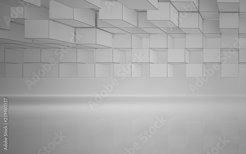 Abstract white interior highlights future. Polygon drawing . Architectural background. 3D illustration and rendering © SERGEYMANSUROV