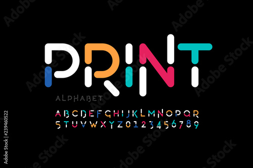 Modern font design, trendy alphabet letters and numbers