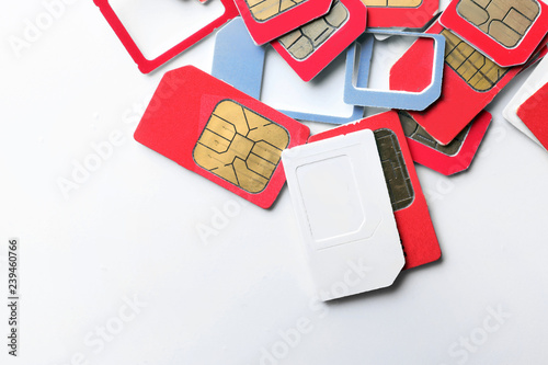 Plakat Many sim cards on white background