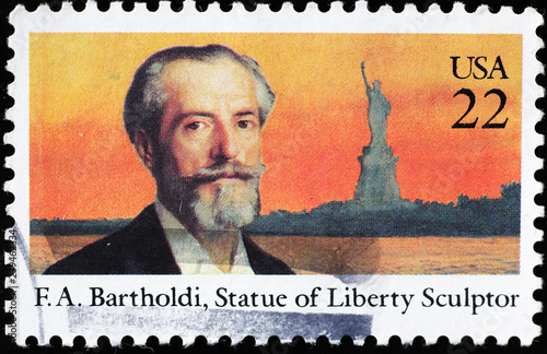 Bartholdi, statue of Liberty sculptor, on american stamp