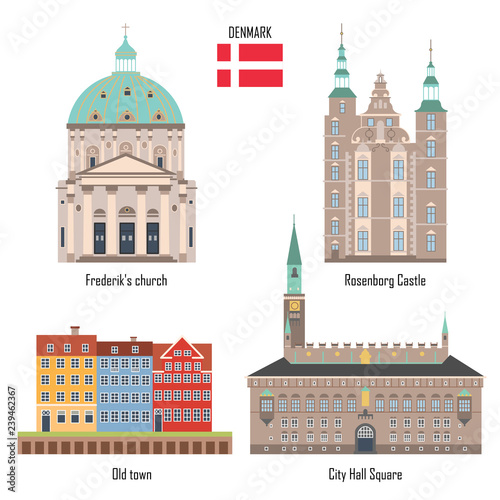Denmark set of landmark icons