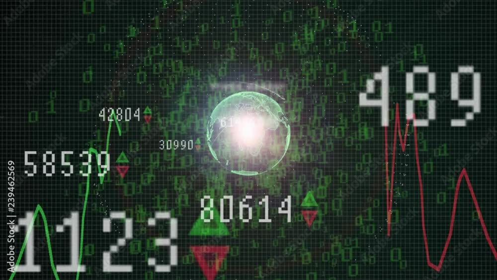 Stock market crash text on Stock market graph with bar chart price