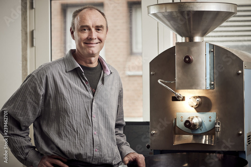 Barista roasting coffee beans  photo