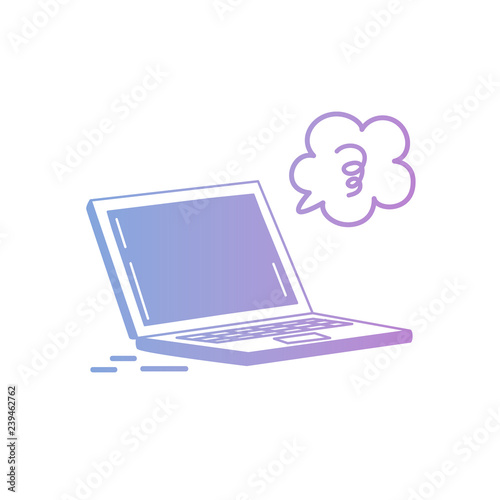 Vector illustration: Hand-drawing isolated laptop in pastel color on white background.