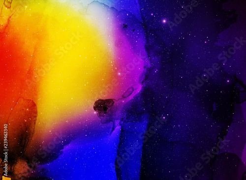Abstract concept of space nebula in watercolor art