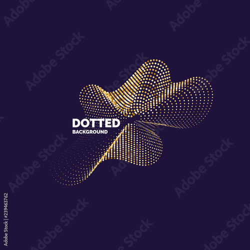 Vector abstract background with a colored dynamic lines, and particles. Gold glitter