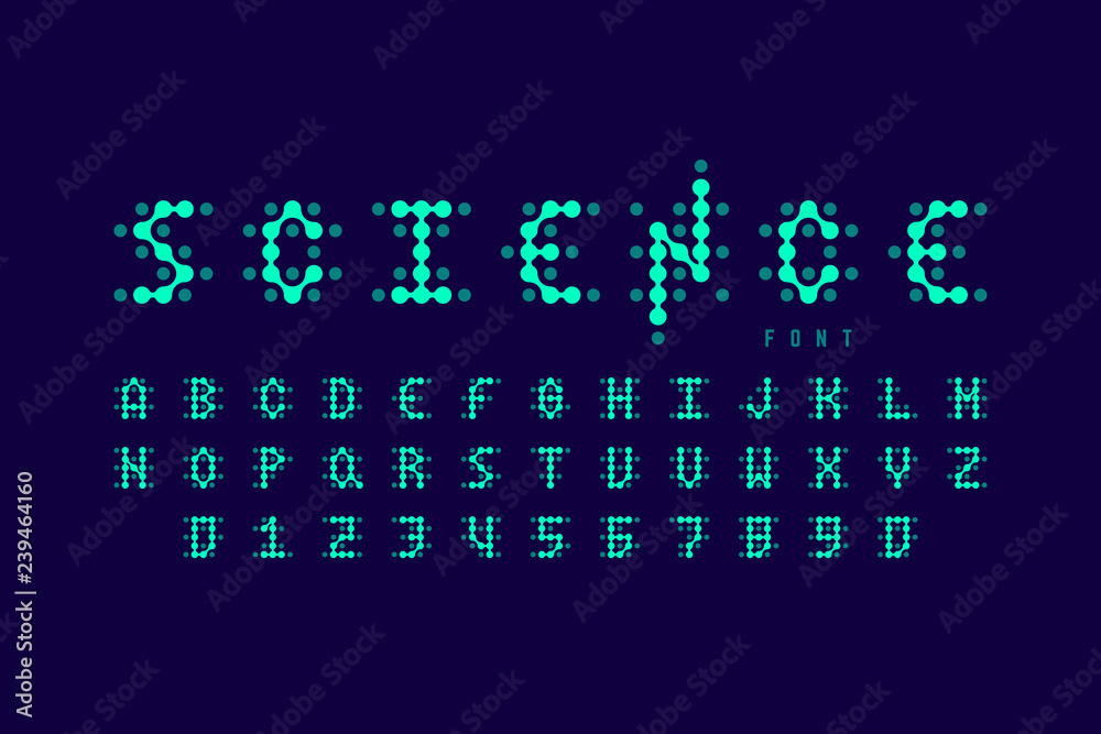 Science style font, alphabet letters and numbers Stock Vector | Adobe Stock