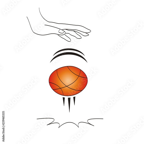 dribbling a basket ball hand drawn sketch.