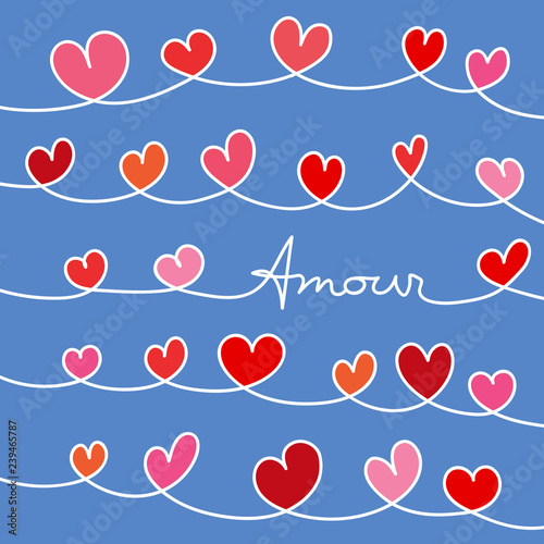Symbolique de l’amour pour la St Valentin, avec des guirlandes de cœurs pour déclarer de ses sentiments à son amoureux