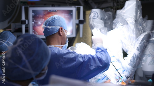 Medical robot. Medical operation involving robot. Robotic Surgery.