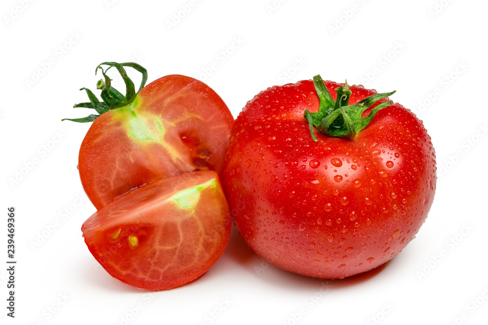 Tomatoes. Whole and a half isolated on white Tomatoes. Whole and a half isolated on white