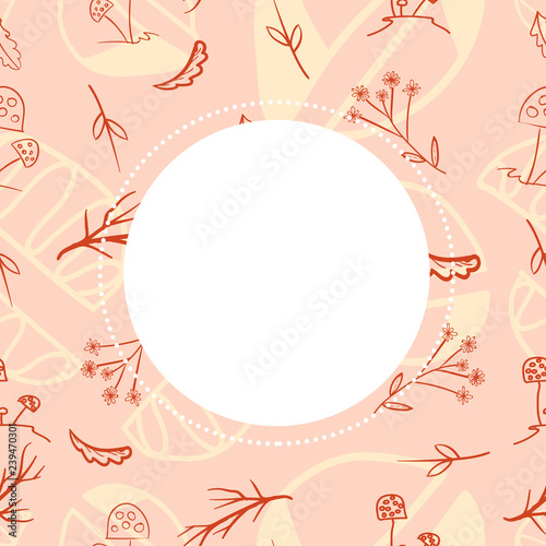 Wallpaper Mural pink card with floral ornaments drawn Torontodigital.ca