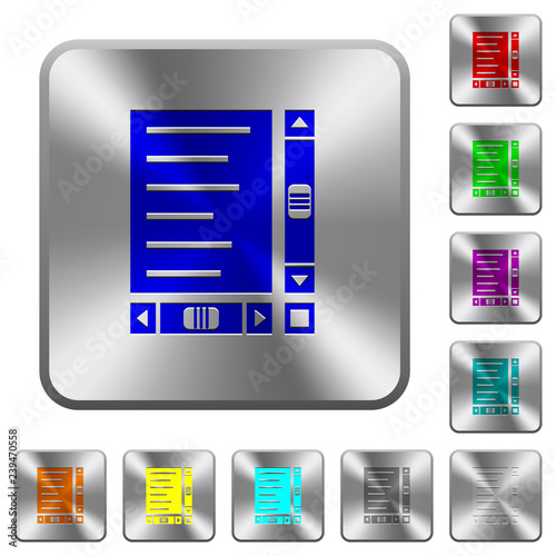 Document with content and scroll bars rounded square steel buttons