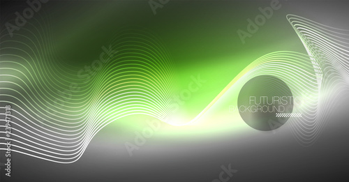 Neon lines wave background. Abstract composition