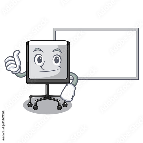 Thumbs up with board prestation board chart blank on carttoon