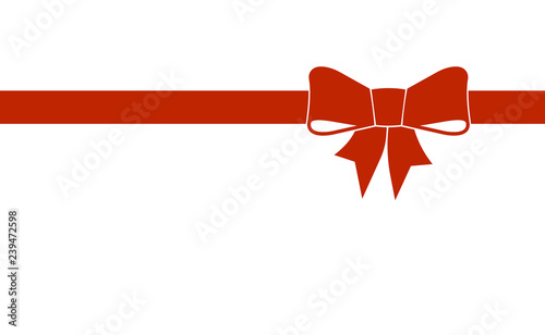 Decorative gift bows with horizontal  ribbon isolated on white. Vector gift bow with curled ribbon for page decor. Concept for invitation, banners, gift cards, congratulation or website layout vecto