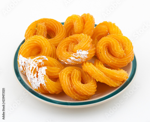 Paneer Jalebi, also Know as Chhena Jalebi, Chhena Jilapi or Zulbia is a Indian Sweet Food photo