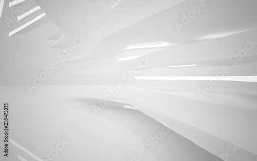 Abstract white interior of the future  with neon lighting. 3D illustration and rendering