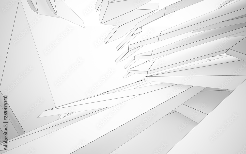 Abstract white interior highlights future. Polygon drawing . Architectural background. 3D illustration and rendering Abstract white interior highlights future. Polygon drawing . Architectural background. 3D illustration and rendering
