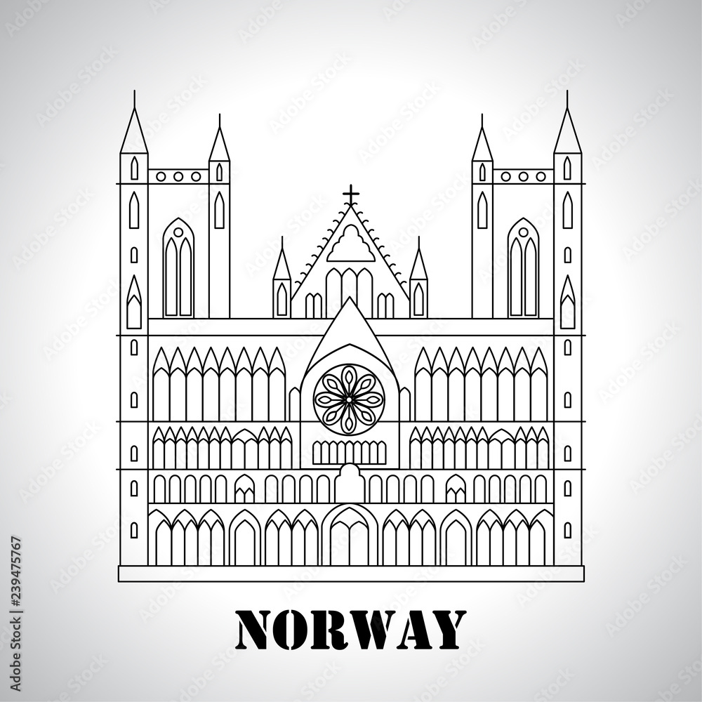 Fototapeta premium Gothic Nidaros cathedral icon