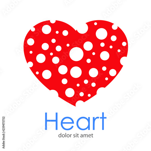 Logotipo Heart con corazón con círculos en espacio negativo en color rojo