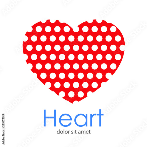 Logotipo Heart con patrón de círculos en espacio negativo en corazón rojo