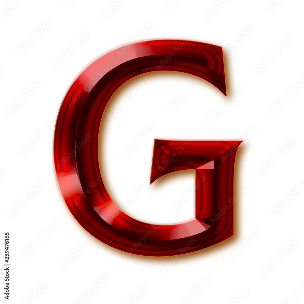 Letter G from stylish faceted ruby alphabet, shiny gemstone letters ...