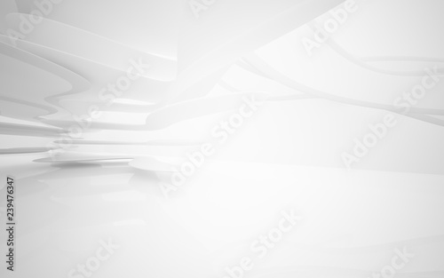 Abstract white interior of the future, with neon lighting. 3D illustration and rendering