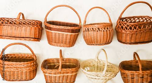Handmade woven baskets ready for sale in the local market