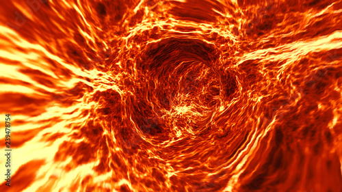 Fototapeta Naklejka Na Ścianę i Meble -  Going through abstract blazing lava tunnel or vortex