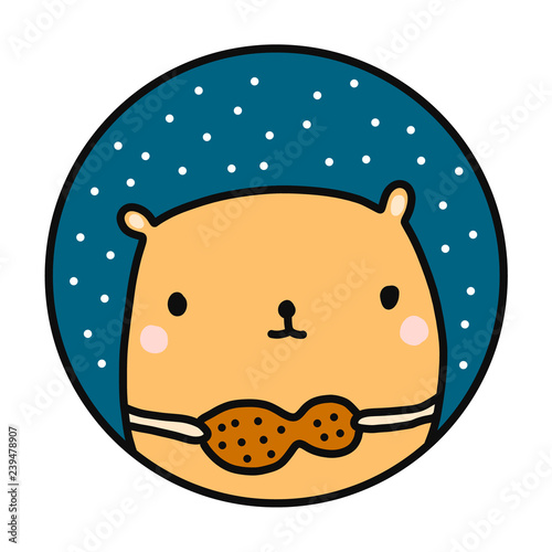 Hamster withnut hand drawn illustration logo logotype