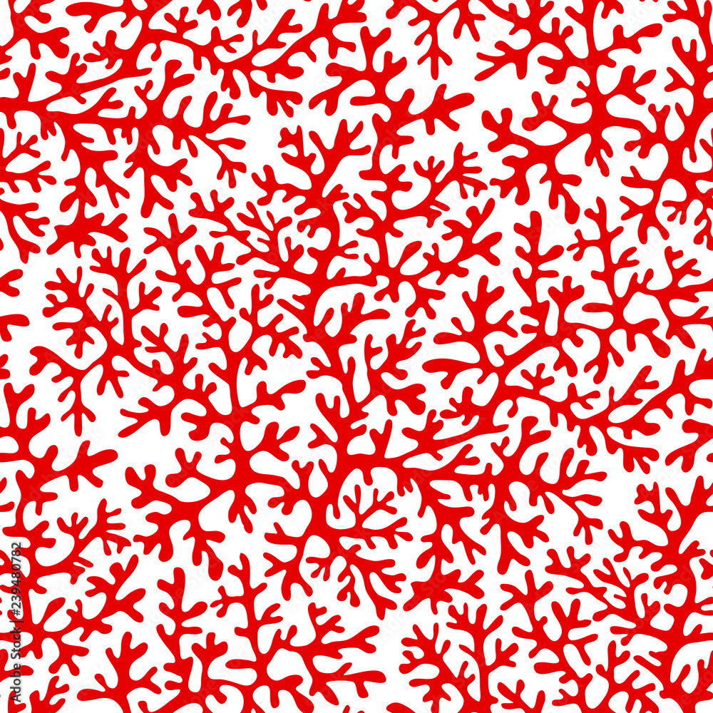 Sea corals color seamless vector pattern