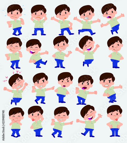 Cartoon character businessman in casual style. Set with different postures, attitudes and poses, doing different activities in isolated vector illustrations.