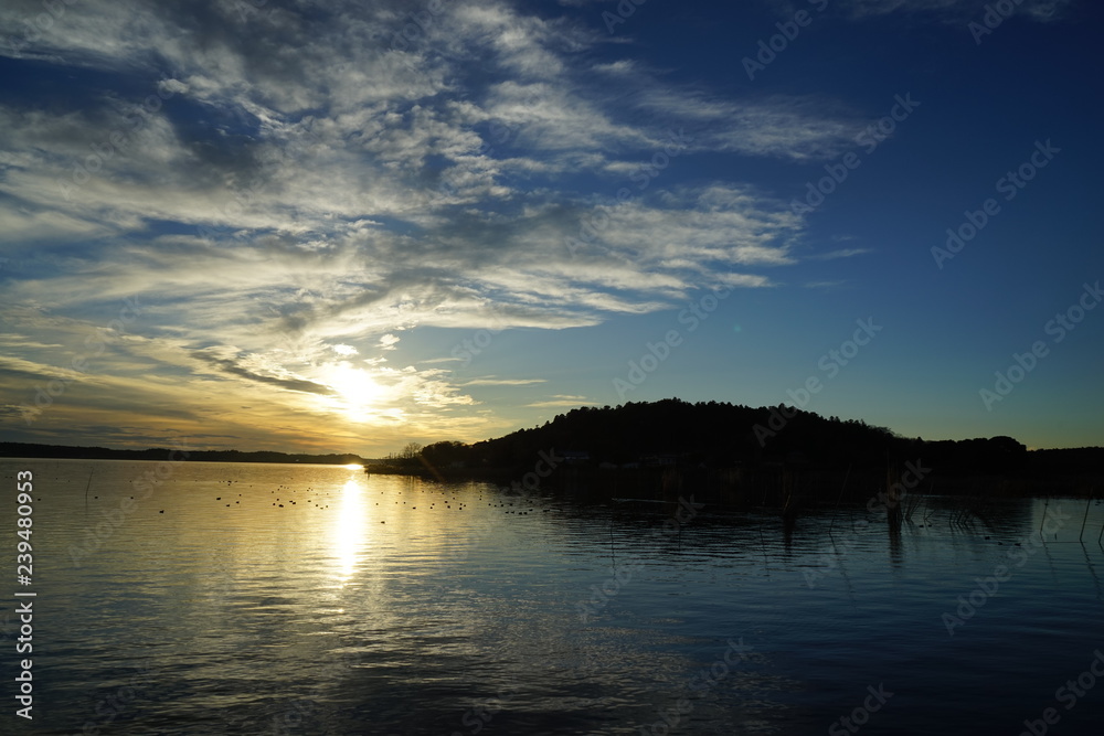 Obraz premium 涸沼の夕景