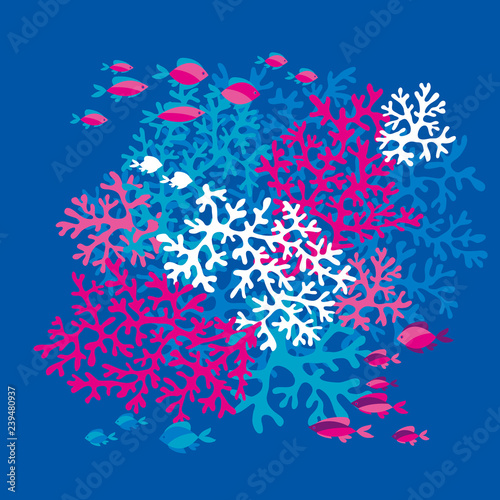 Coral reefs color vector il...
