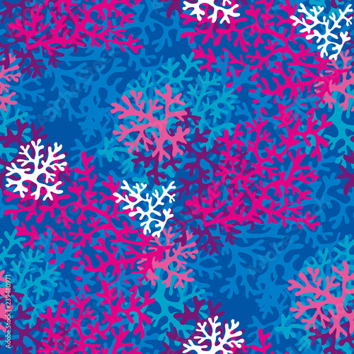 Sea coral color seamless vector pattern