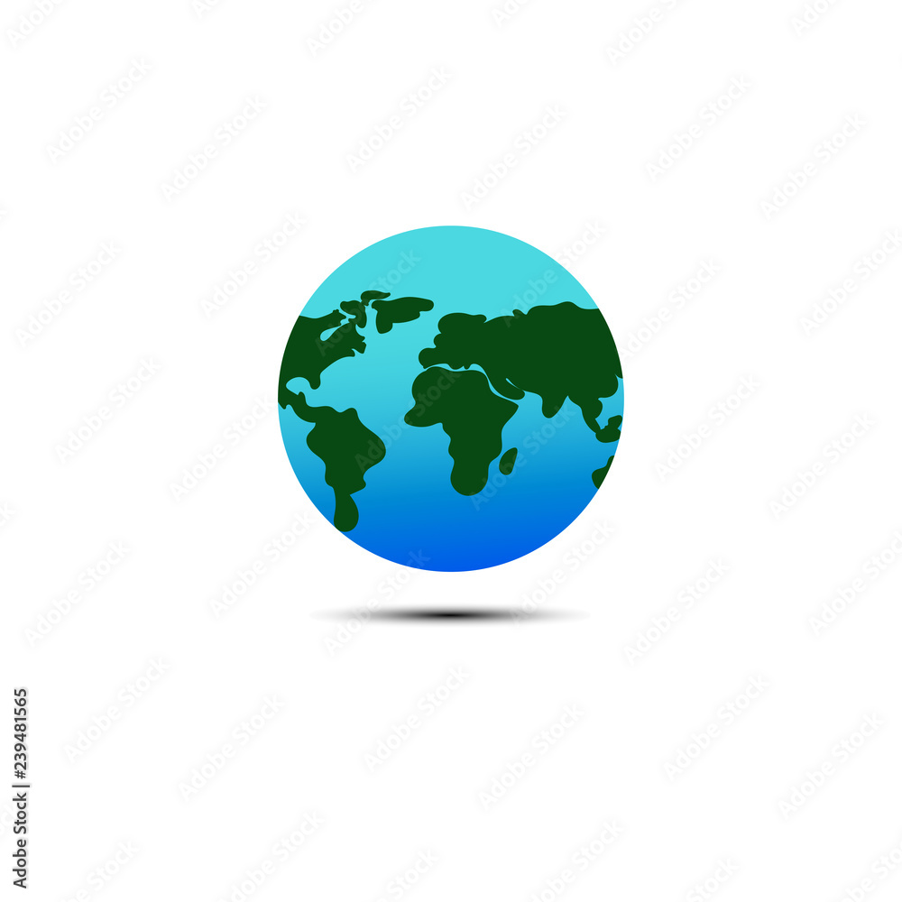 Earth planet isolated on white abstract background vector illustration, logo and flat design concept
