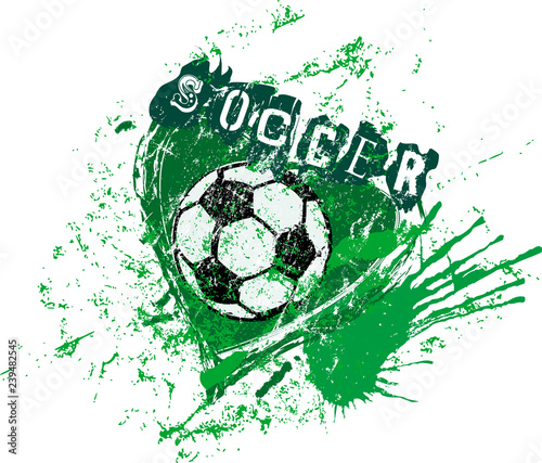 love for soccer  symbol with heart and soccer ball  grunge style vector illustartion