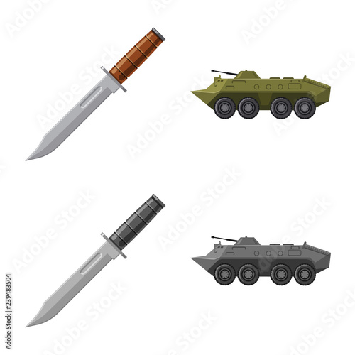 Vector design of weapon and gun symbol. Collection of weapon and army stock symbol for web.