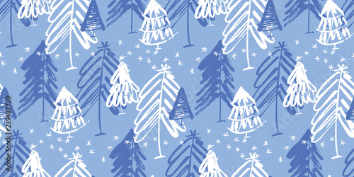 Christmas tree silhouettes seamless pattern