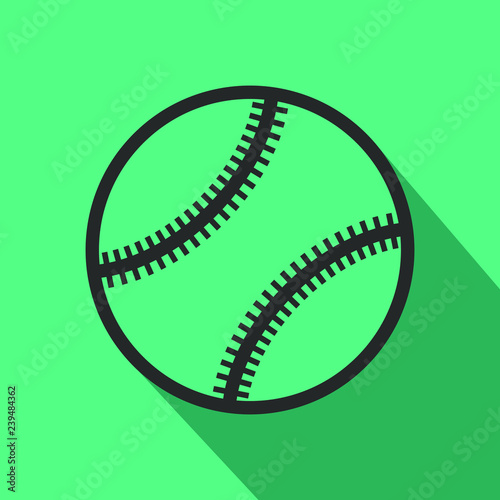 Fototapeta Naklejka Na Ścianę i Meble -  Baseball Flat ball icon Vector logo Design Template.Black on green background with shadow.
