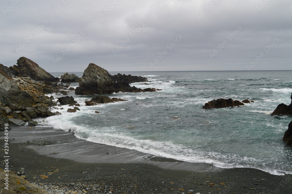 Shot On The Los Quebrantos Beach On A Rain Day. July 30, 2015. Landscapes, Nature, Travel. San Juan De La Arena, Asturias, Spain.