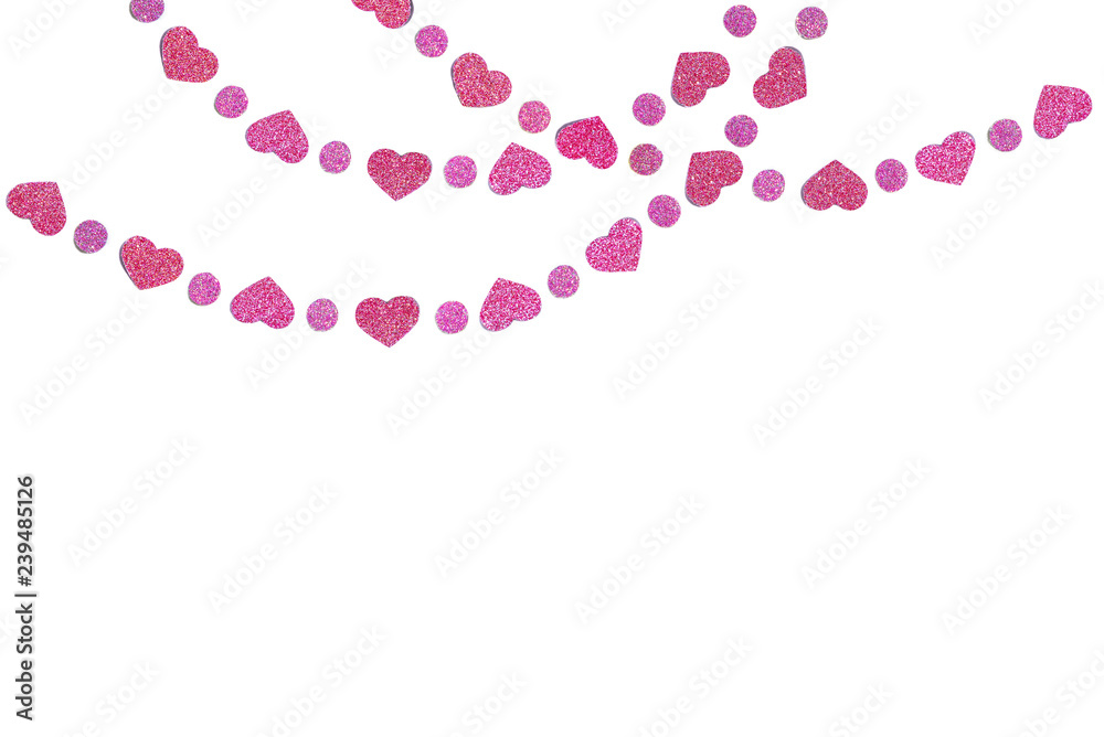 Heart glitter bunting paper cut background - isolated Heart glitter bunting paper cut background - isolated