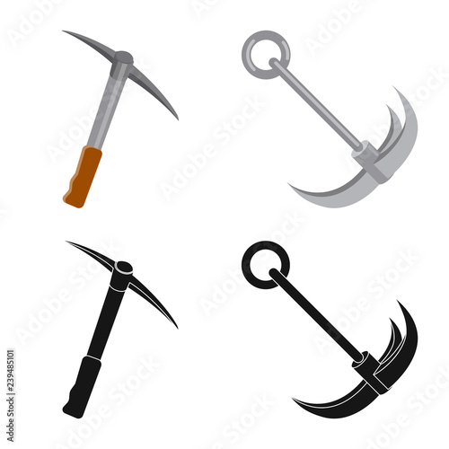 Isolated object of mountaineering and peak icon. Set of mountaineering and camp vector icon for stock.