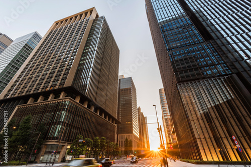 大手町ビジネス街の夕景